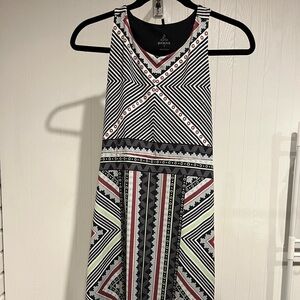 PrAna Geometric Midi Dress in Black, White, and Red